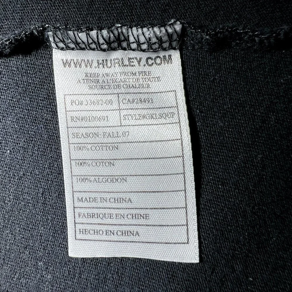 Women's Hurley Black Graphic Tee | 3/4 Sleeve | Size Medium | V-Neck Top - Picture 8 of 9